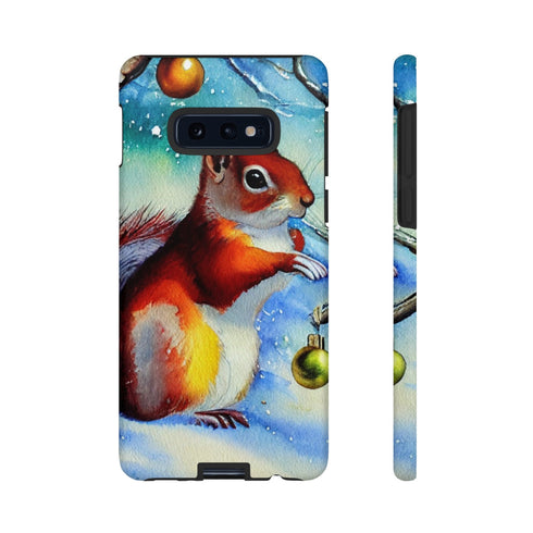 A Squirrel Decorates the Forest for Christmas - Impact Resistant Phone Case Samsung Galaxy S10E Matte